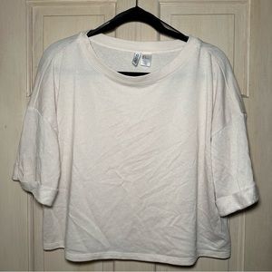 H&M | Soft Boxy Cream Viscose Terry Cropped Shirt